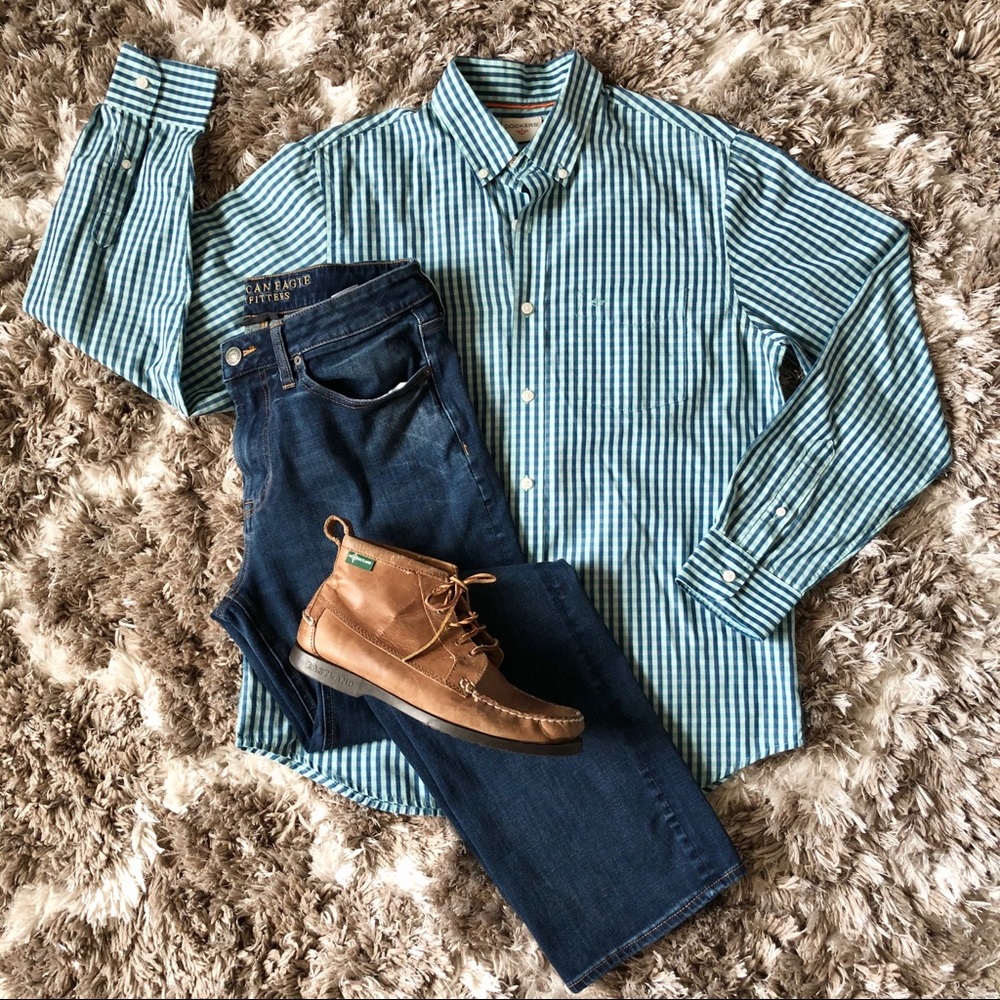 Dockers Mint and Navy Button Down